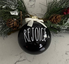 Load image into Gallery viewer, Rae Dunn Inspired Ornaments - Black Ornament with White Letters and White Bow