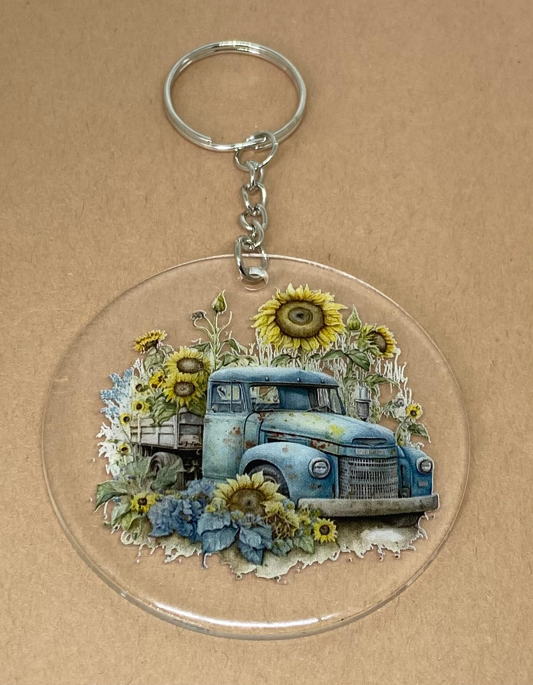 Vintage Blue Truck Keychain