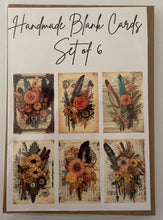 Load image into Gallery viewer, Handmade Blank Cards - Boho Feathers Set Two
