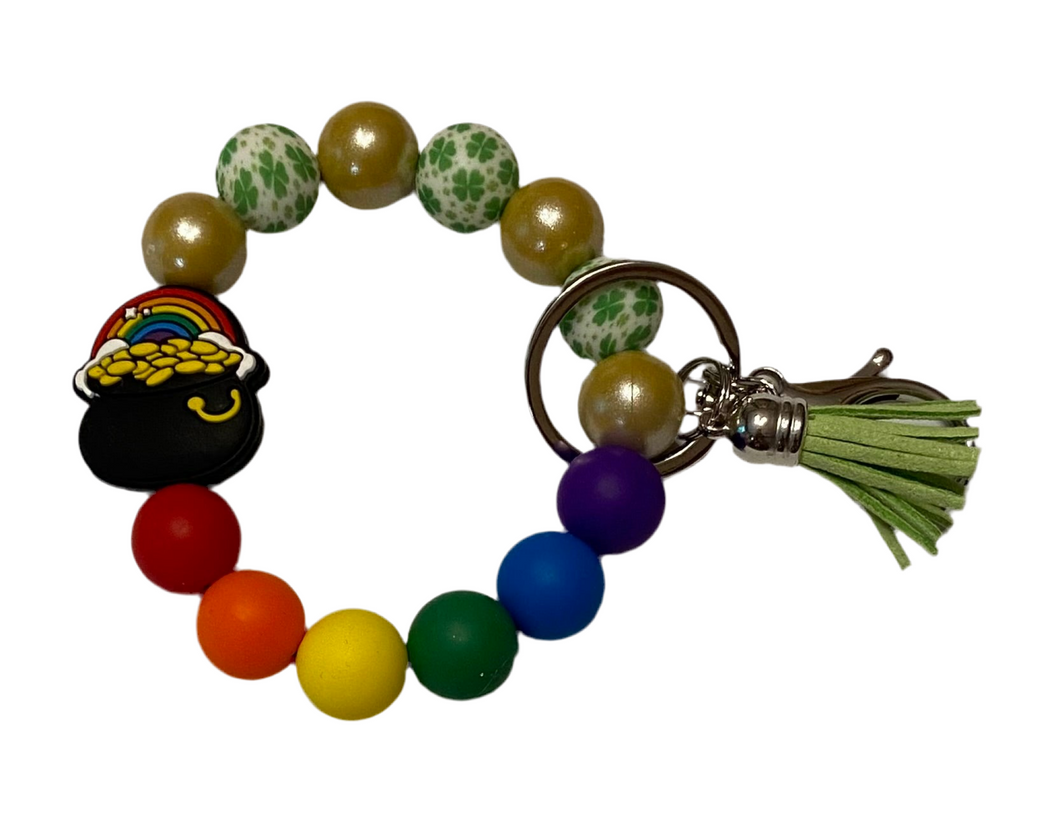 Pot of Gold - Rainbow Beaded Wristlet/Keychain
