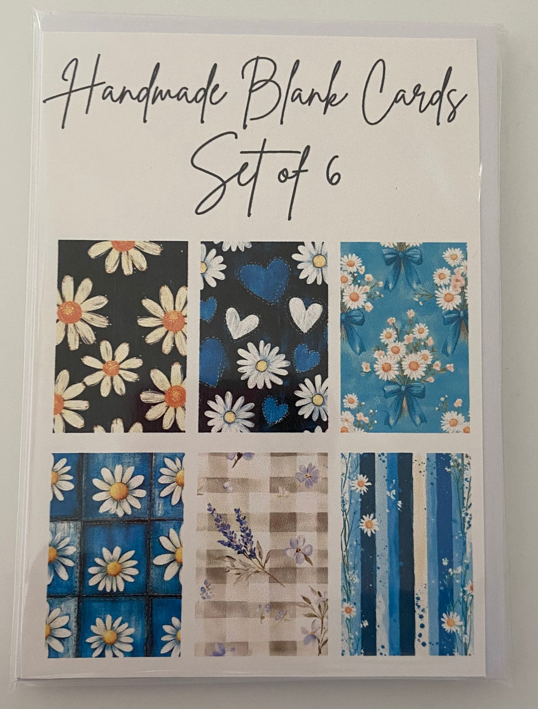 Handmade Blank Cards - Blue Daisy Set One