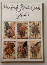 Load image into Gallery viewer, Handmade Blank Cards - Boho Feathers Set One

