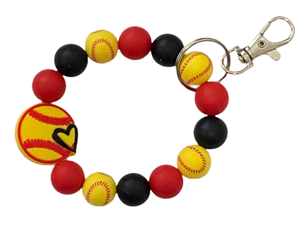 Softball Beaded Wristlet/Keychain
