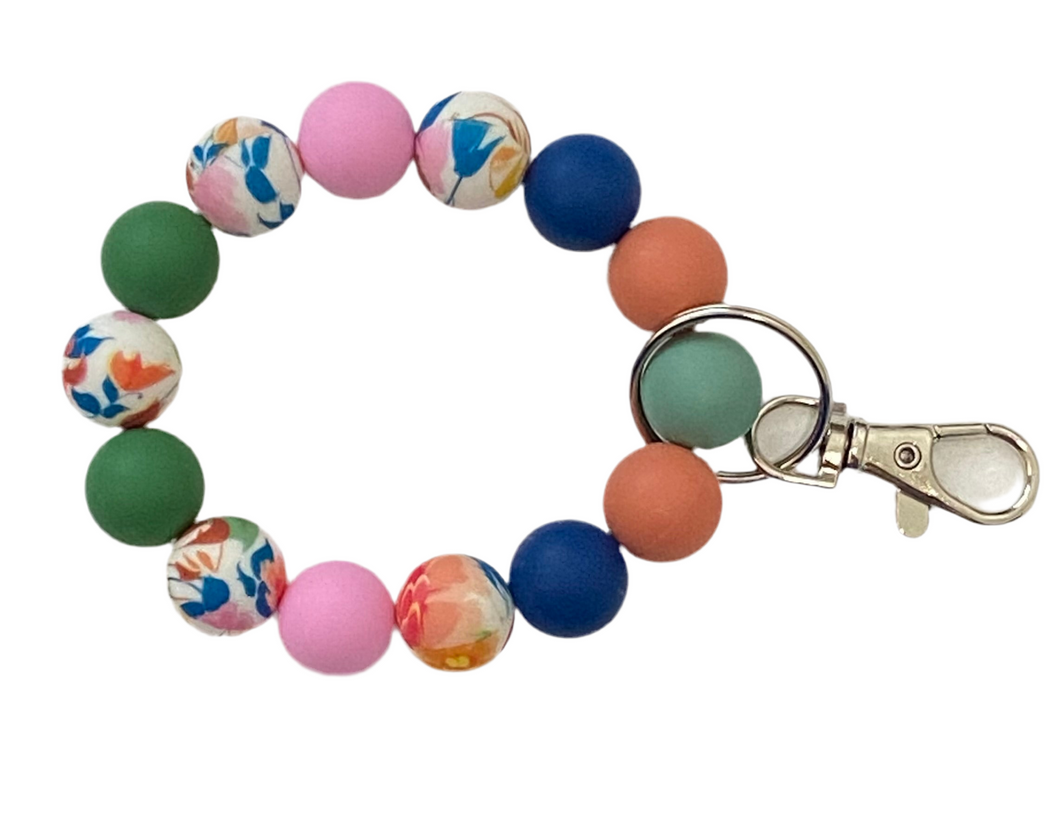 Hawaiian Flower Beaded Wristlet/Keychain