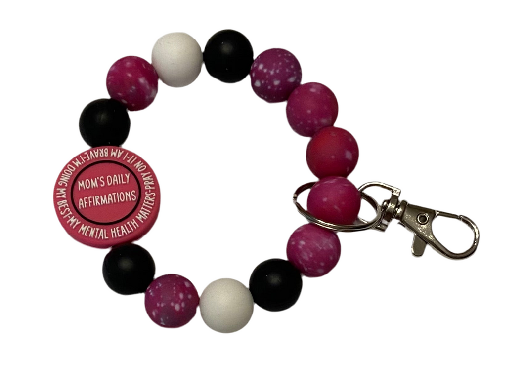 Mom's Daily Affirmations Beaded Wristlet/Keychain