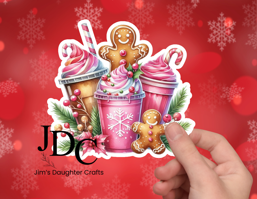 Pink Gingerbread Coffee Sticker